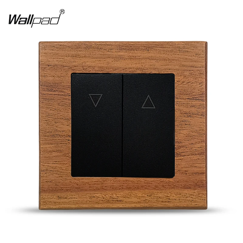 

86*86mm EU Stanadard Wood Frame 2 Gang Reset Open Close Curtain Blind Window Wall Switch 110V-240V 10A Round Back Class WEEE CE