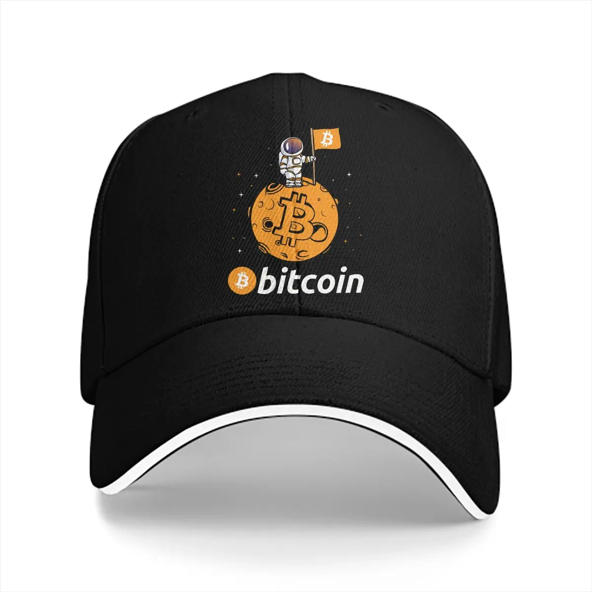 When Moon Space Unisex Baseball Caps Peaked Cap Funny Astronaut Bitcoin Sun Shade Hats for Men Women