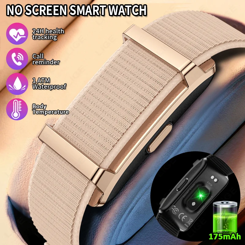 

LIGE New Sports Smart Bracelet Body Temperature Heart Rate Fitness Tracker Pedometer Call Reminder Smartwatch Band For Women Men