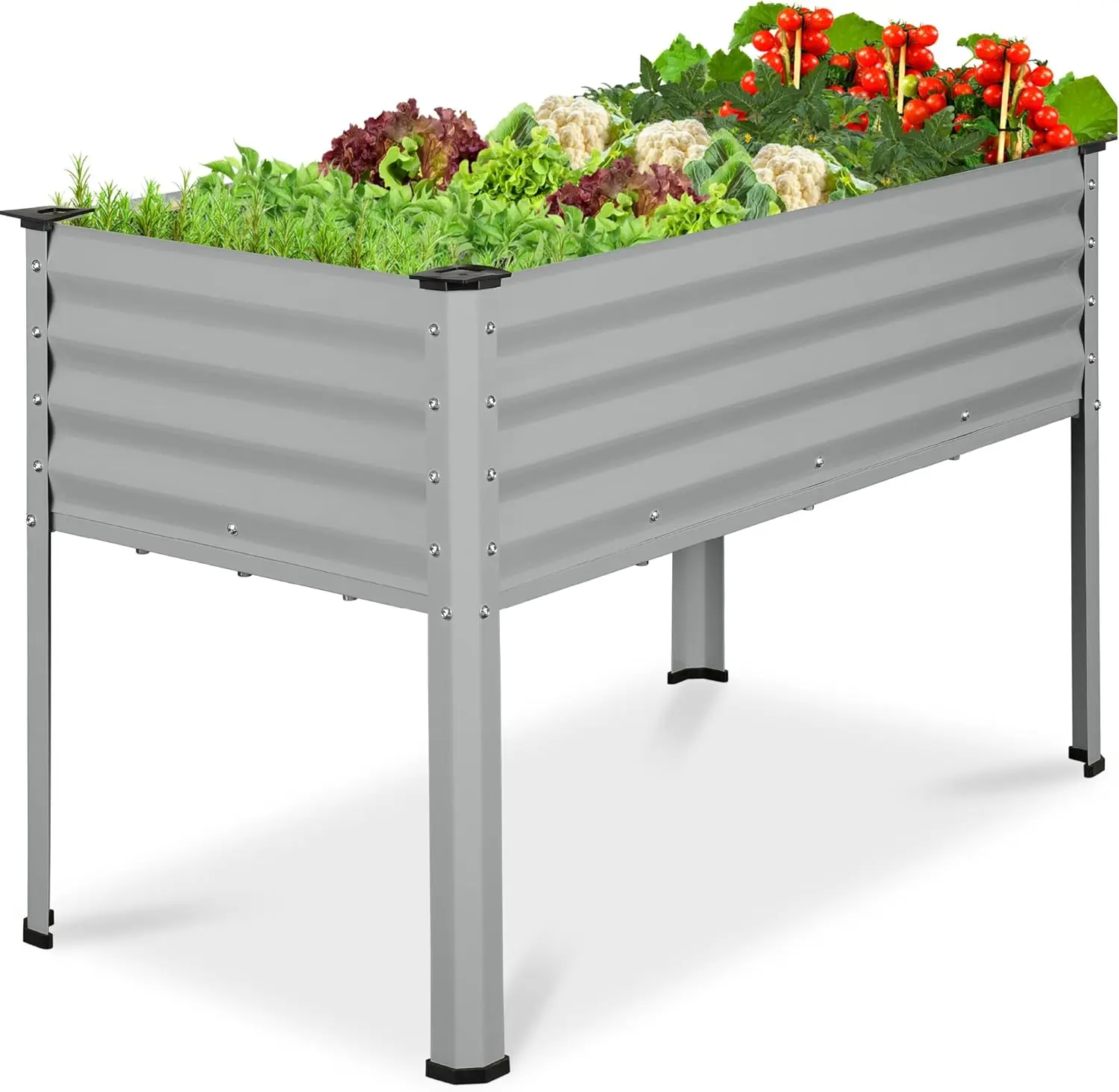 

48x24x30in Galvanized Raised Garden Bed, Metal Elevated Planter Box, Vegetable Garden for Backyard, Patio, Balcony - Moonlight G