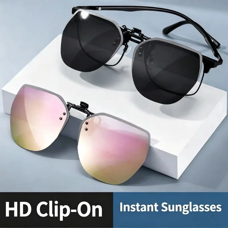 Polarized Clip On Sunglasses Men Women Photochromic Car Driver Goggles Night Vision Glasses Anti Glare Vintage Square Glasses
