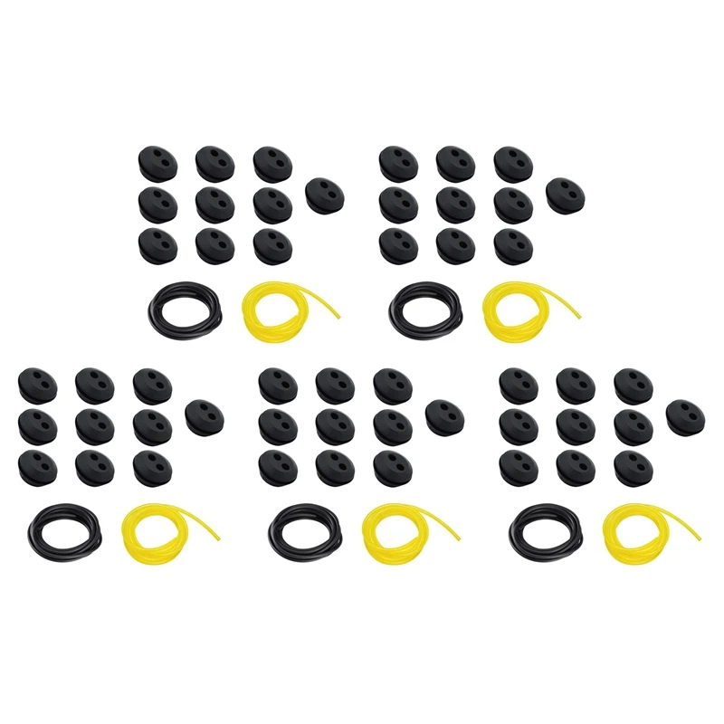 Y50A 50 Pcs 2 Holes Fuel Tank Grommet Rubber with Fuel Line Pipe, for Brush Cutter Grass Trimmer, Lawn Mower Parts