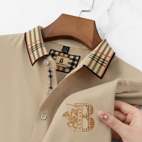 Polo de manga corta informal a la moda de verano para hombre, camiseta bordada de boutique de alta gama, camiseta con solapa cómoda y transpirable