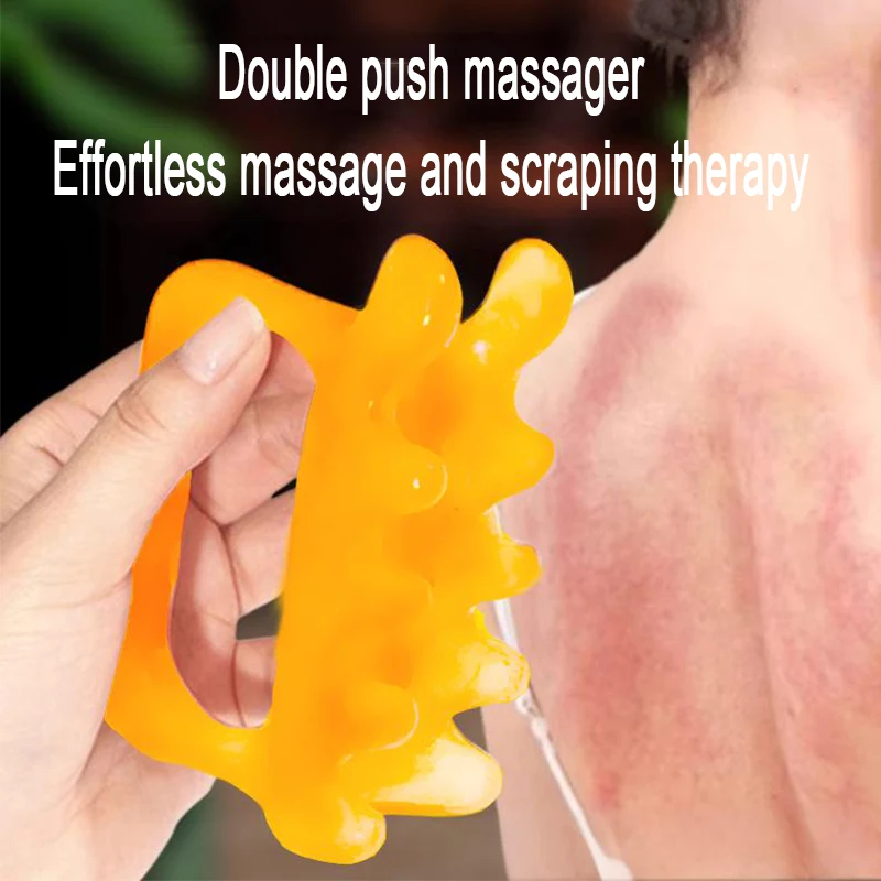 Dual-Push Meridian Spine Gua Sha Massage Handheld Face Resin Massager Release Tool Muscle Scraping Tool for Deep Tissue