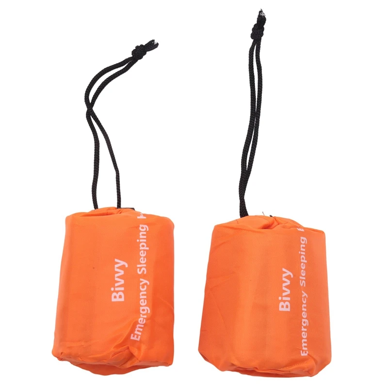 2-Pack Emergency Sleeping Bag Thermal Waterproof Survival Blanket For Outdoor Camping Hiking