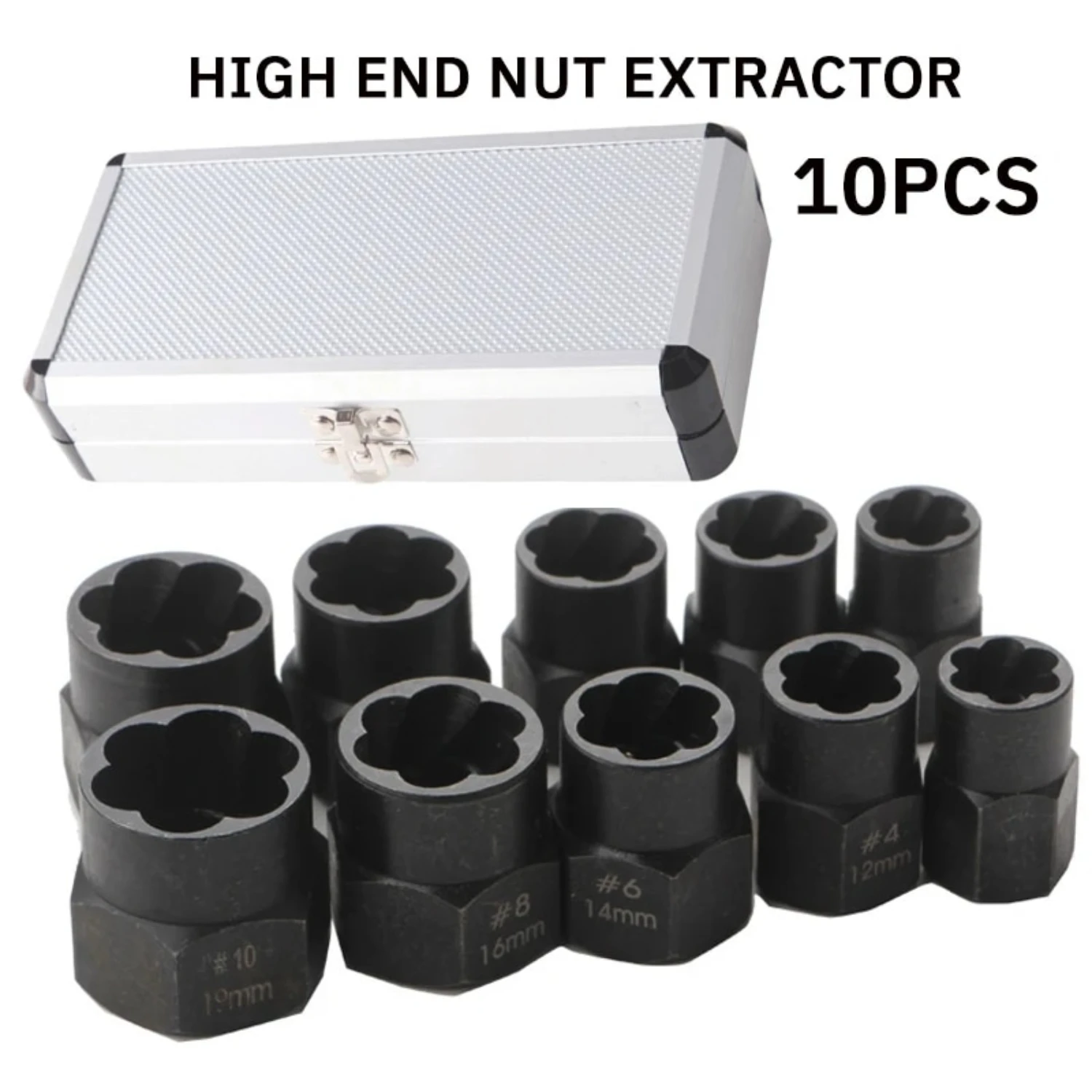 Ultimate 10PCS Heavy Duty Bolt Extractor Kit - Easy Hexagonal Screw Removal - Heavy Duty Nut Extractor Sleeve for Home and Garag