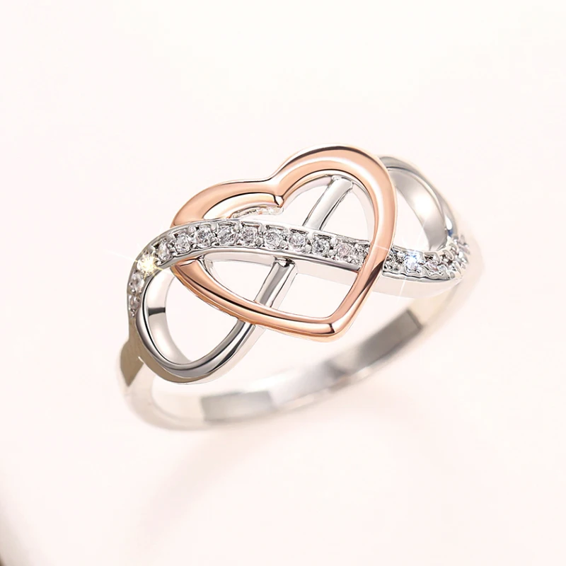 Huitan Mode zweifarbigen Stil Fingerring weibliche Ehering mit hellen Zirkonia Chic Liebes schmuck Braut Hochzeit Accessoires