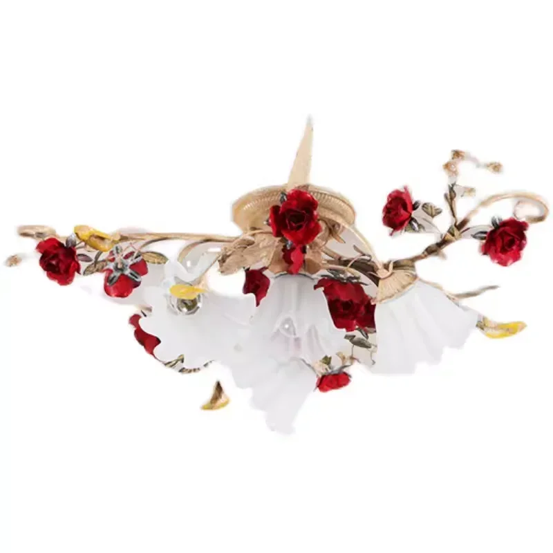 

SANDYHA Creative Retro LED Ceiling Chandelier Lamp for Living Room and Bedroom Lighting Home Flower Design Decorative Fixture
