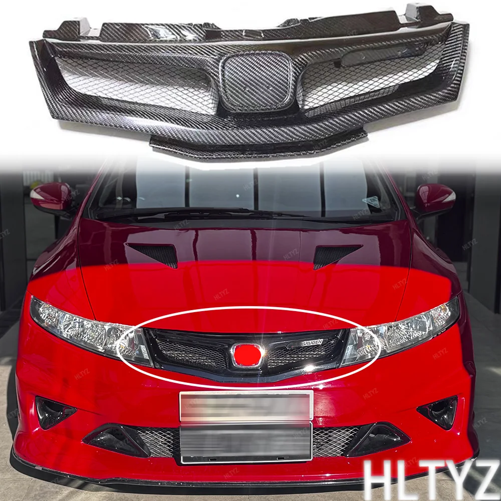 high-quality carbon fiber material upper front bumper intake hood grille mesh front grille For 2006-2012 Honda Civic FN2 TYPE R - view 4