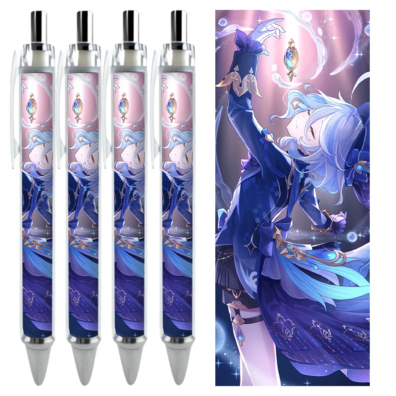 2/4PCS Genshin Impact Furina Gel Pens Anime Girl Game Stationery HD Kawaii Pattern Large Capacity Caneta Writing School Supplies