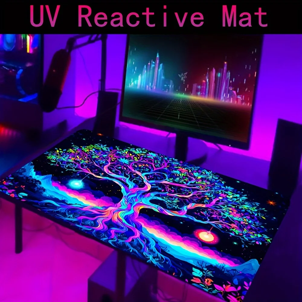 Large Tree of Life Gaming Mouse Pad Thickened Rubber Washable Non Slip UV Printed Desk Mat