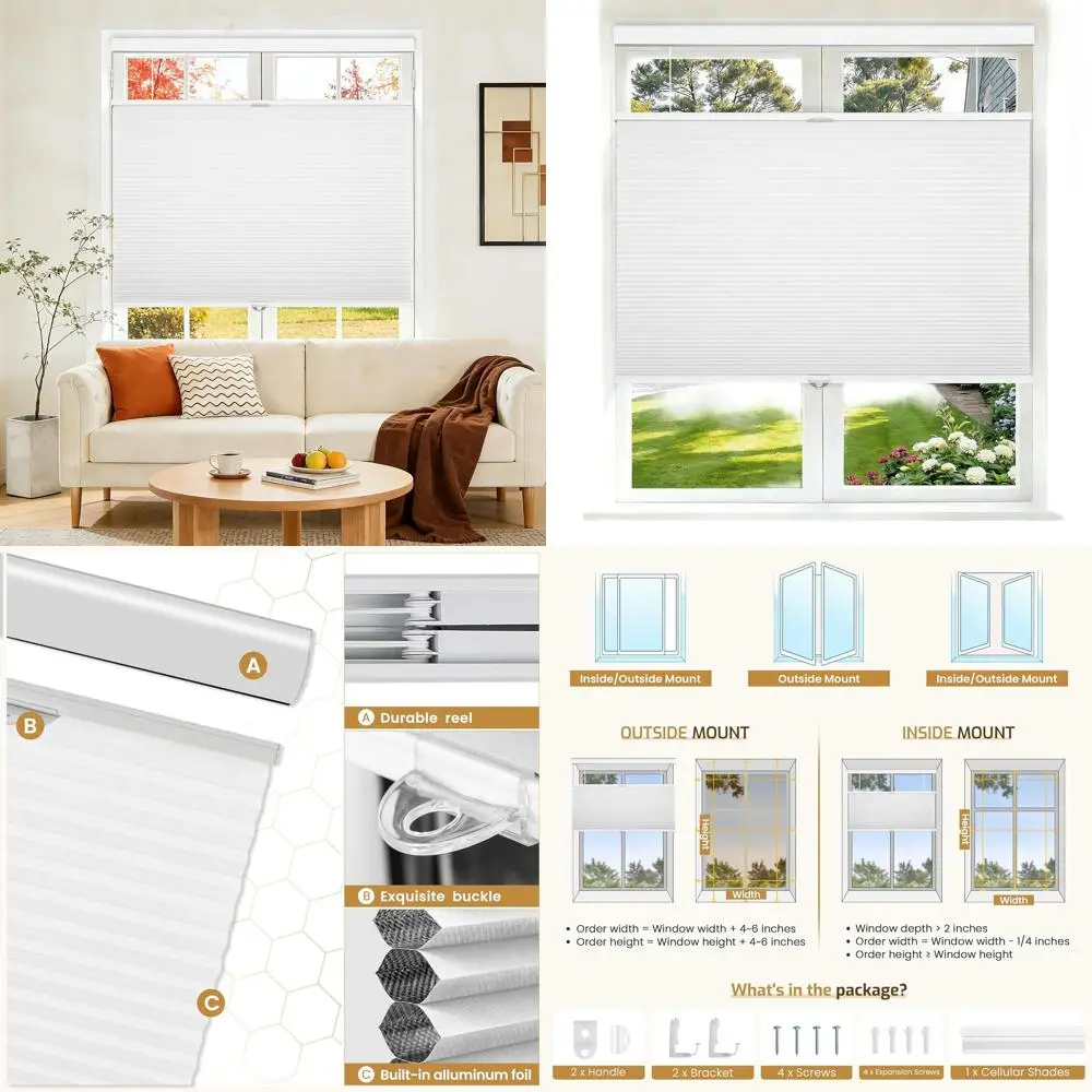 

Беспроводные сотовые шторы, 35 x 64, затемняющие, для окон, подходят для гостиной и спальни