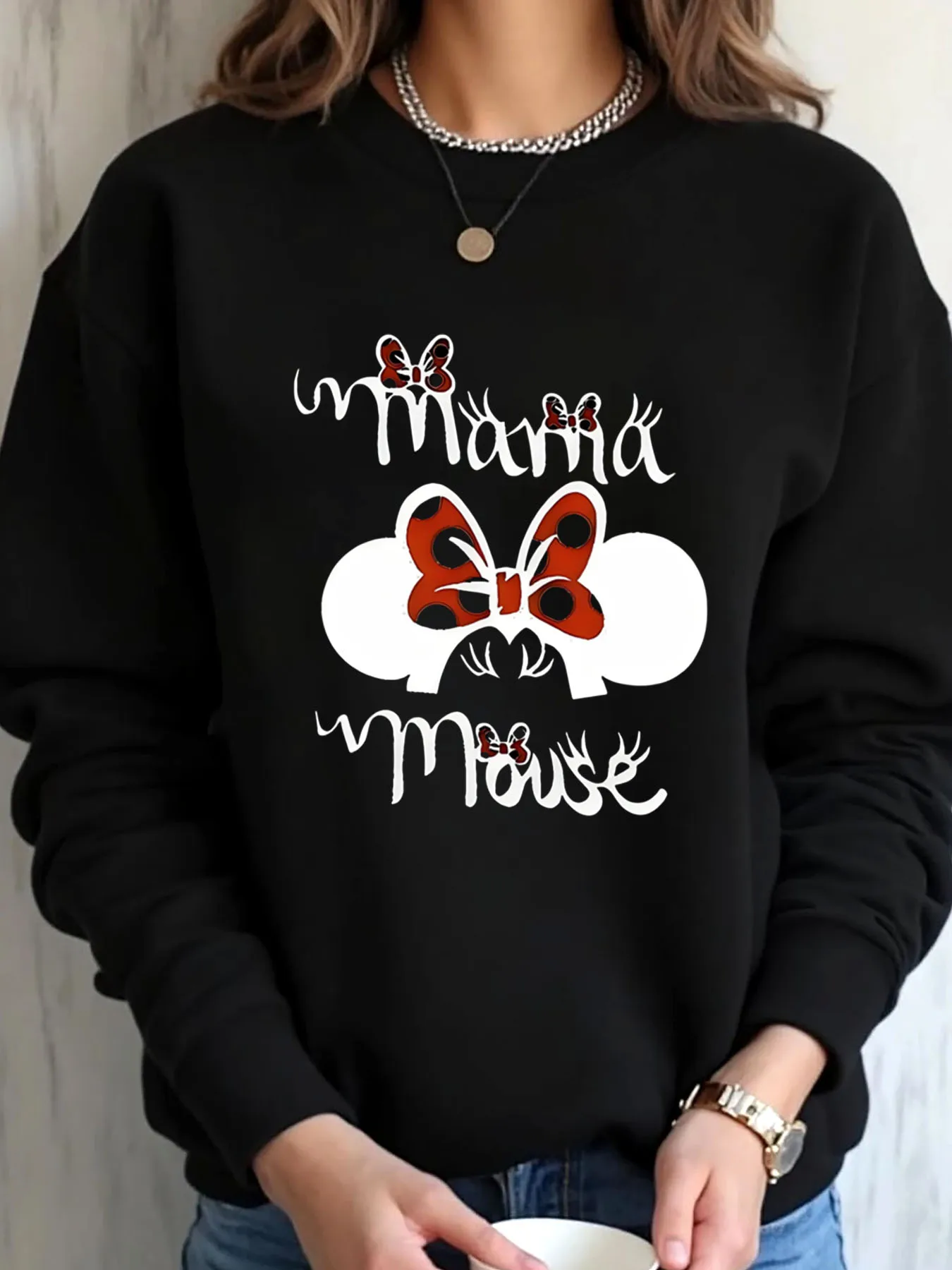 

Женская толстовка большого размера на Хэллоуин с принтом мамы и мыши, уличная одежда