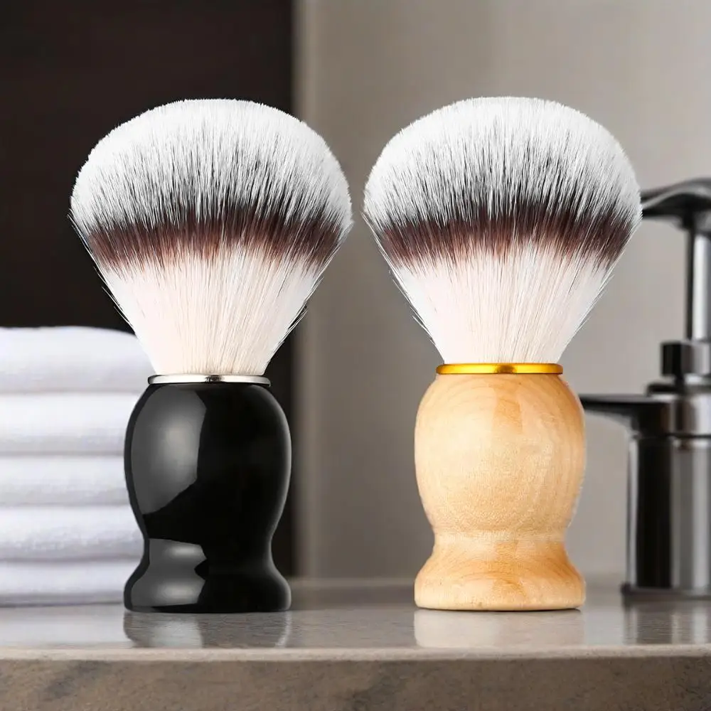 

Men's Synthetic Badger Hair Shaving Brush 20mm,Birch Wood Handle Beard Brush for Wet Shaving Safety Razor Straight Razor Barber