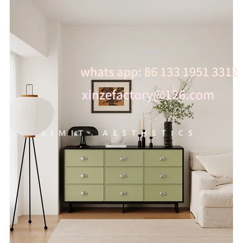 

Customizable French retro nine-chest cabinet color matching solid wood edge cabinet, entrance cabinet, living room storage,