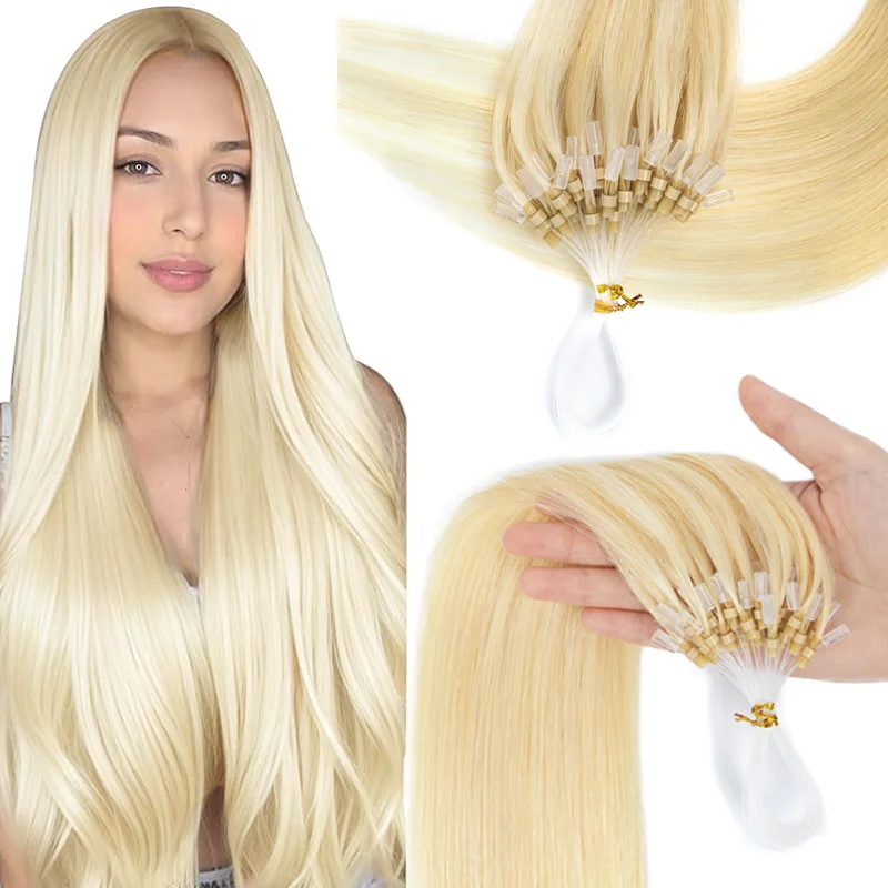 Soft 30G Micro Loop Human Hair Extensions 12-22 Inch Smooth Straight Natural Micro Link Hairpieces With Durable Loop Line