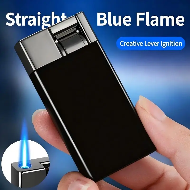 Newly Upgraded Lever Press Ignition Windproof Lighter, Perspective Ventilation Window, Powerful Direct Cigarette Lighter