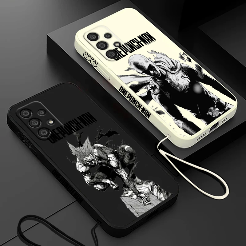 ONE PUNCH MAN Saitama Phone Case For Samsung A55 A53 A33 A52 A32 A71 A51 A21S A35 A25 5G Liquid Left Rope Funda