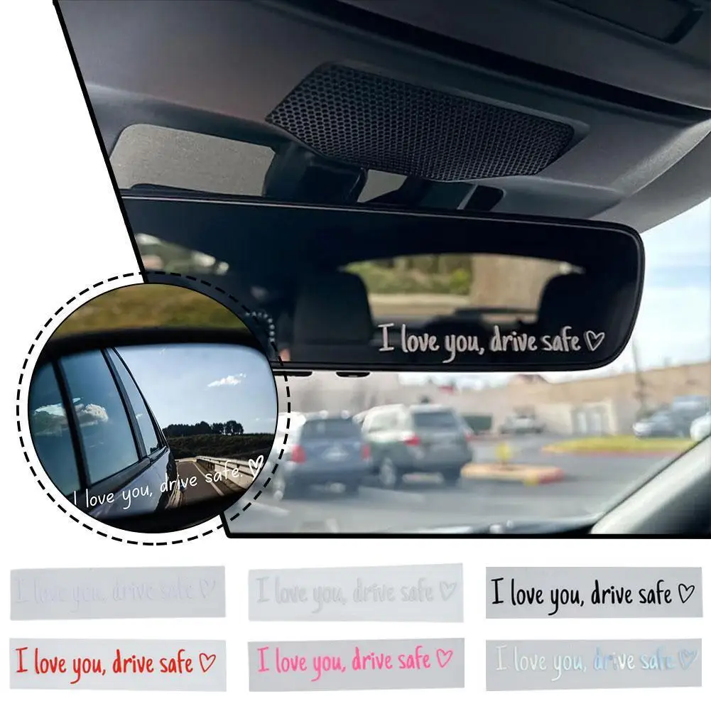 Car Mirror Sticker I Love You Drive Messaging Decal Adhesive Rearview Mirror Colorful Lettering For Auto SUV Interior Decoration