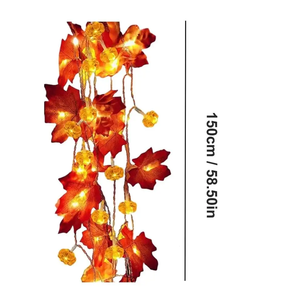 LED مابل ليف شقة اليقطين سلسلة أضواء بطارية تعمل بالطاقة الجنية أضواء للمنزل حفلة عطلة ترتيب المشهد ديكور خارجي #6