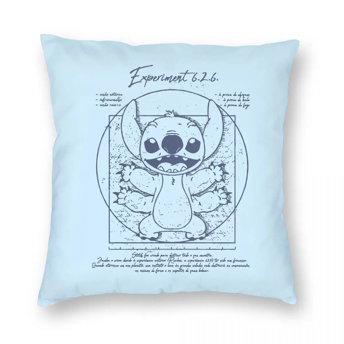 Vitruvian Stitch Funny Pillowcase Printing Polyester Cushion Cover Decorative Pillow Case Cover Home Zipper 45X45cm