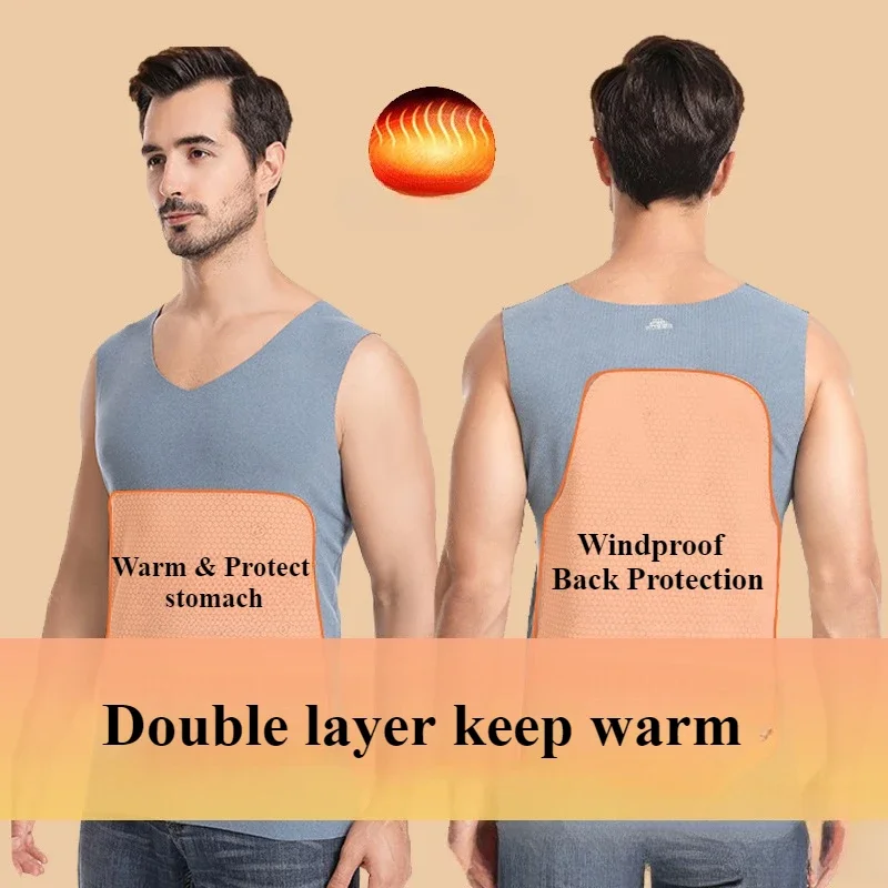 

Thermal Underwear Tank Tops Thermo Lingerie Men Winter Clothing Warm Vest Inner Wear Shirt Solid Intimate Undershirt Plus Size