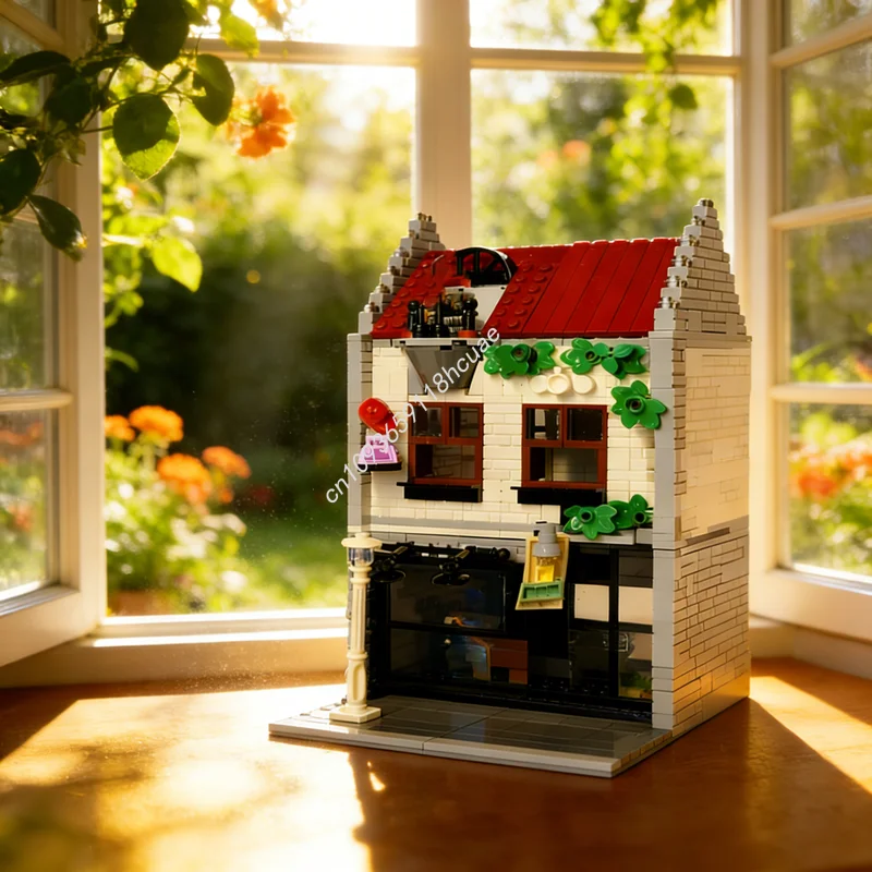 827 Pezzi MOC Paesaggio Urbano Modulare, Modello Studio di Stile, Blocchi da Costruzione Architettonici, Idea Regalo di Natale, Mattoncini Educativi