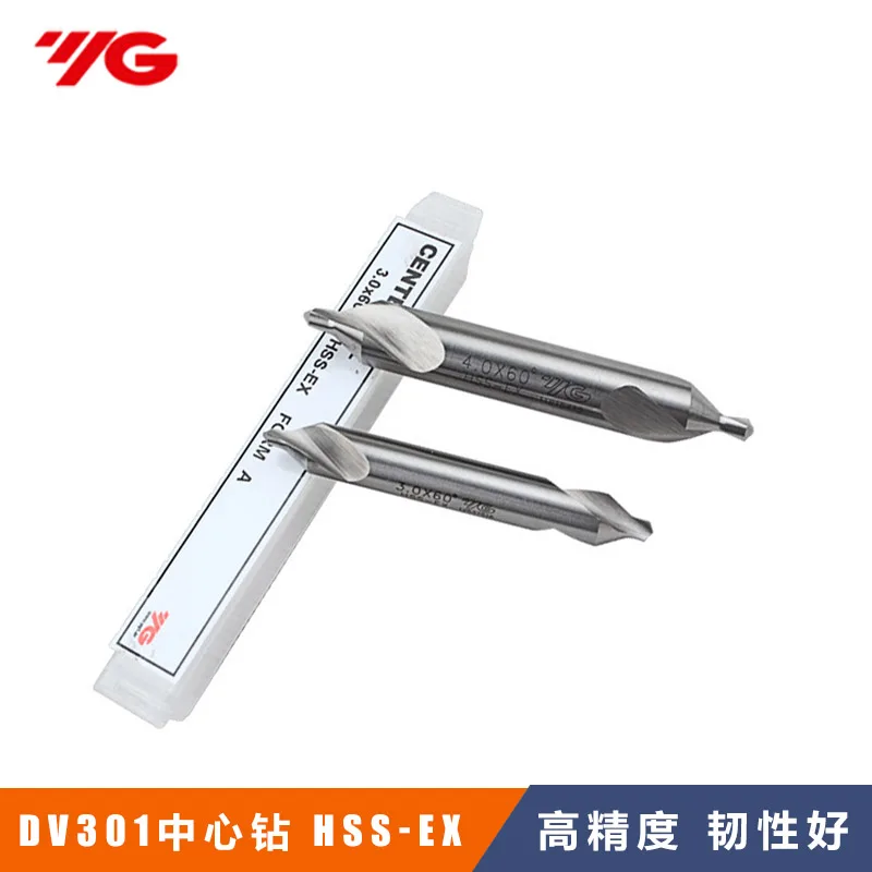 YG-1 DV301 HSS-EX Center Drill D1.0 D1.5 D2.0 D3.0 D4.0 D5.0 M42 HSS 60Degrees Center Drill Type A Center Drill