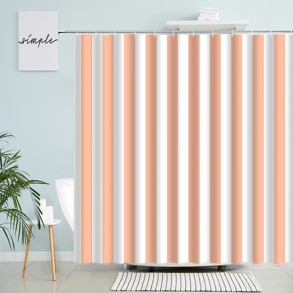 Black and White Striped Shower Curtain Creative Design Geometric Bath Curtains Modern Minimalist Fabric Bathroom Decor Set Hooks