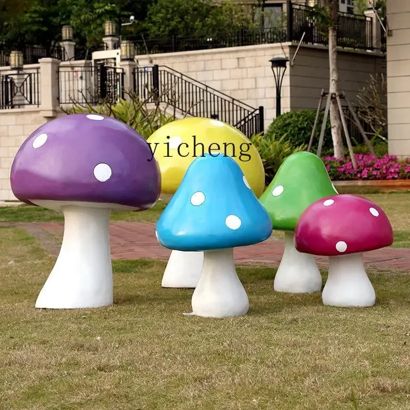 W28 Mushroom Large Ornament Simulation Outdoor Sculpture Garden Landscape Lawn Decoration