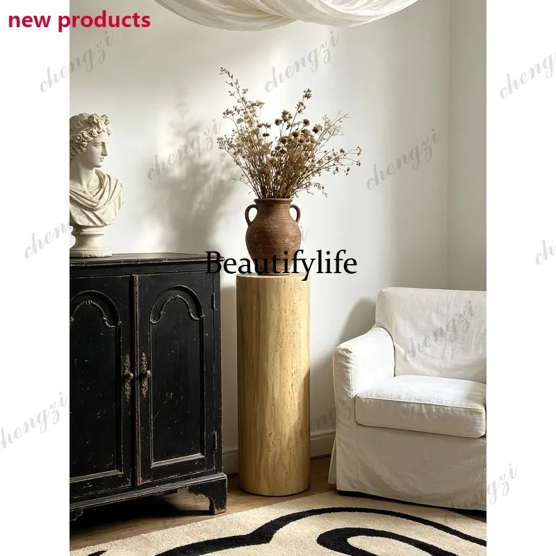 f182 Retro column floor ornament Roman column flower stand European living room Hotel entrance sculpture table