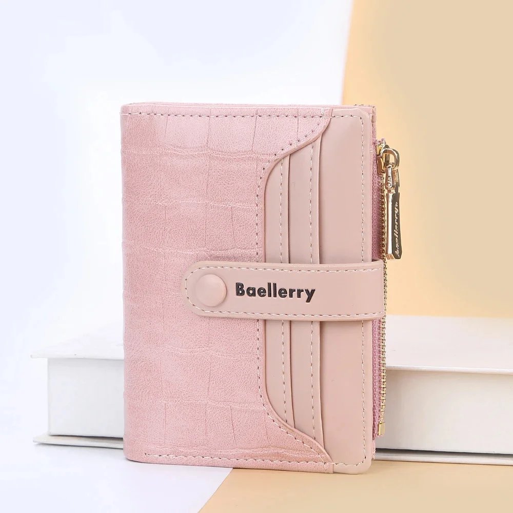 Baellerry Frauen kurze Brieftaschen Steinst reifen Top-Qualität Karten halter klassische weibliche Geldbörse Reiß verschluss Brieftasche für Mädchen