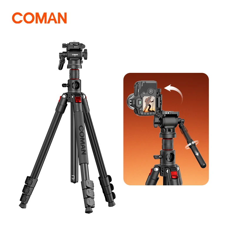 

COMAN KX3939MINI V1 Professional Aluminum Tripod with Ball Head For Monopod DSLR Camera 1810mm Height Adjustable Detachable