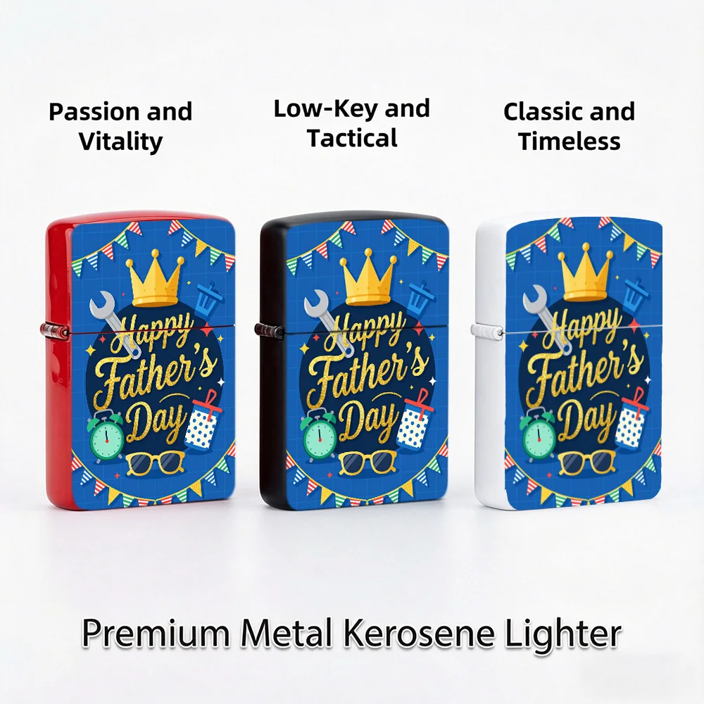 Festive graphic Flip Top Lighter lighters vintage Happy Father's Day Crown Tool Sunglasses Art Pattern lighters for smokers