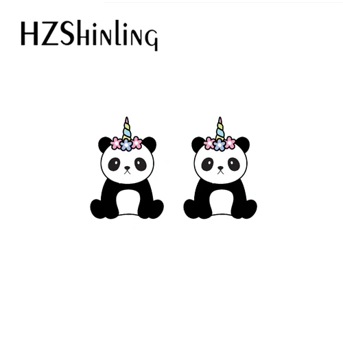 2021 New Arrival Lovely Panda Loves Dessert Donuts Handcraft Epoxy Acrylic Stud Earrings