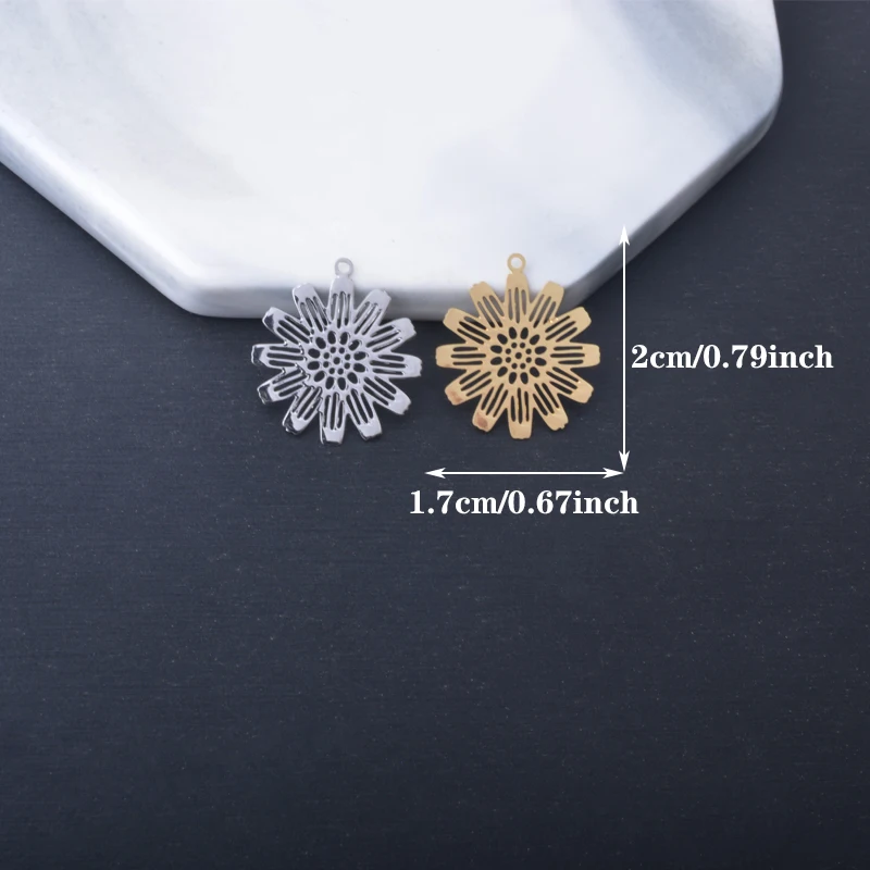 30 Stück AB1078 Messing-Schmuckanhänger in Hellgold, Blumen-Charms, DIY-Zubehör für Damen-Ohrringe und -Halsketten – Detail 2