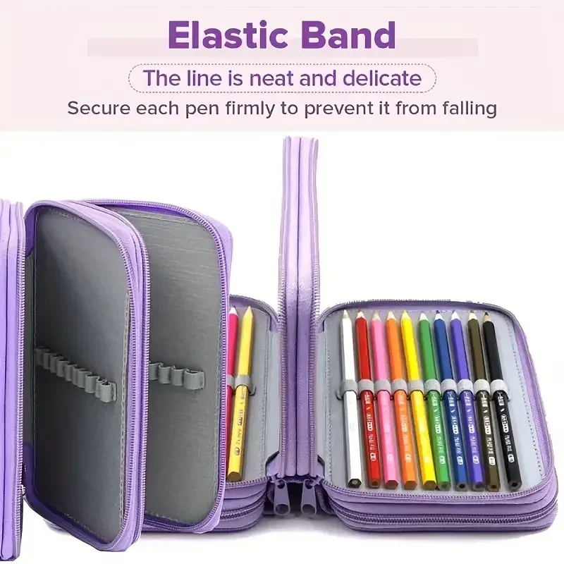 72 Holes 4 Layers Pencil Case Portable Large Capacity Multifunction Pencil Bag with Zipper Pocket Art School Stationery Supplies