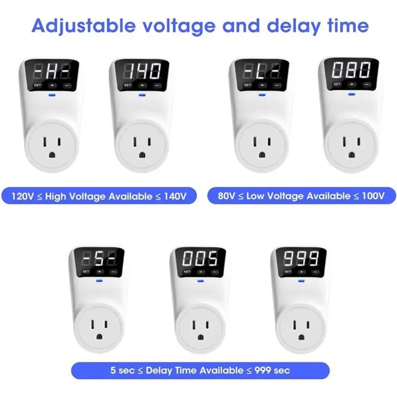 Real-Time Monitoring Surge Protector Voltage Stabilizer-Wall Mount For TV For Refrigerator Appliances(US) US Plug