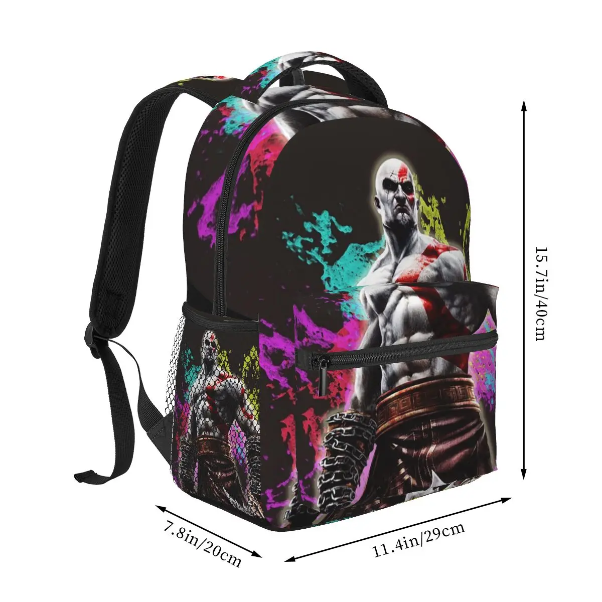 Splatter Kratos Backpacks Boys Girls Bookbag Students School Bags Cartoon Travel Rucksack Shoulder Bag Large Capacity