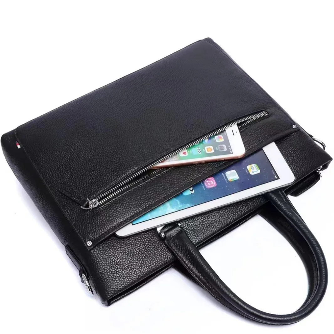 New Luxury Cow Genuine Leather Business Men's Briefcase Male Briefcase Shoulder Bag Men Messenger Bag Tote Computer Handbag