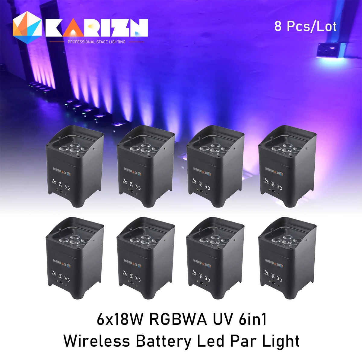 0 Tax 8Pcs Stage Lighting Effect Remote APP control 6x18W RGBWA+UV up-light 6in1 Wireless LED Battery Par Light Wedding Party DJ