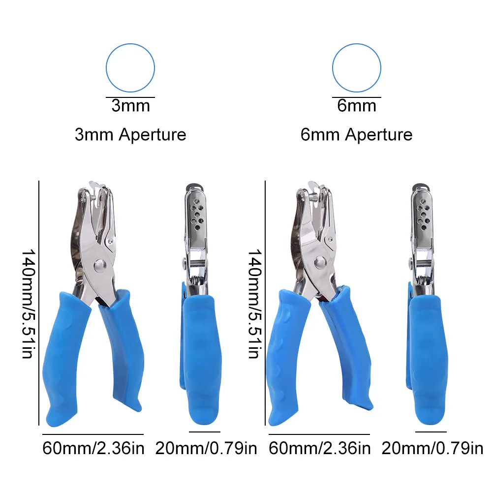 2Pcs 3/6mm Single Hole Punching Machine Creative Rubber Handle Mini Paper Puncher Portable Non-slip Punch Plier Scrapbooks
