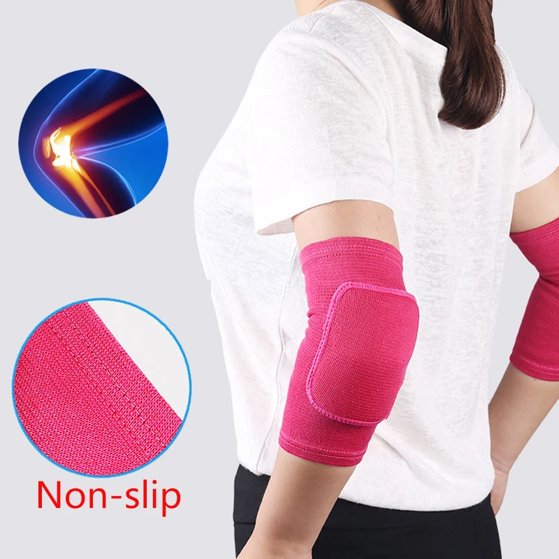 1Pair Elastic Elbow Pads Thickened Sponge Elbow Protectors Knee Guard Breathable Dancing Basketball Volleyball Arm Sleeve Pads