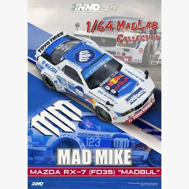 

PreSale INNO 1:64 MAZDA RX7 FD3S PANDEM ROCKET BUNNY 001 MADBUL MADLAB Diecast Diorama Car Model Collection Miniature Toys