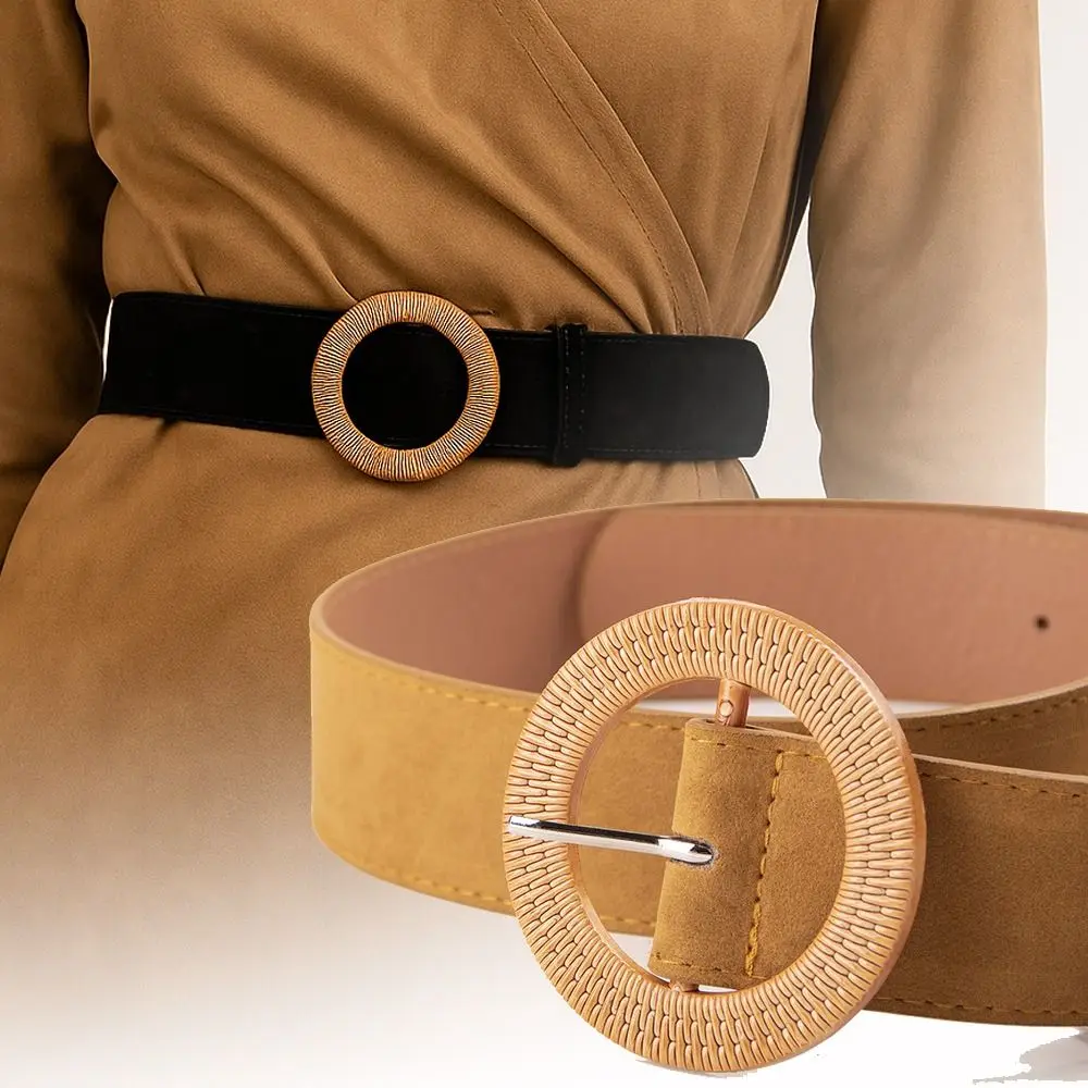 

Fashion Pin Buckle Suede Leather Belt Luxury Design Casual Business Waist Belt Retro Waistband For Women
