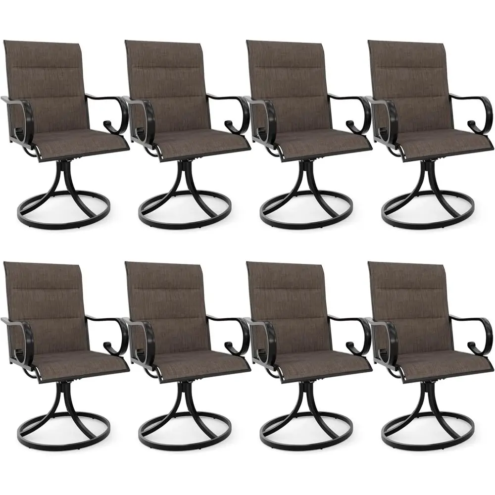 

8-Piece High-Back Padded Textilene Outdoor Dining Chair Set, Weather-Resistant Metal Frame, Suitable for Patio, Garden, and Lawn