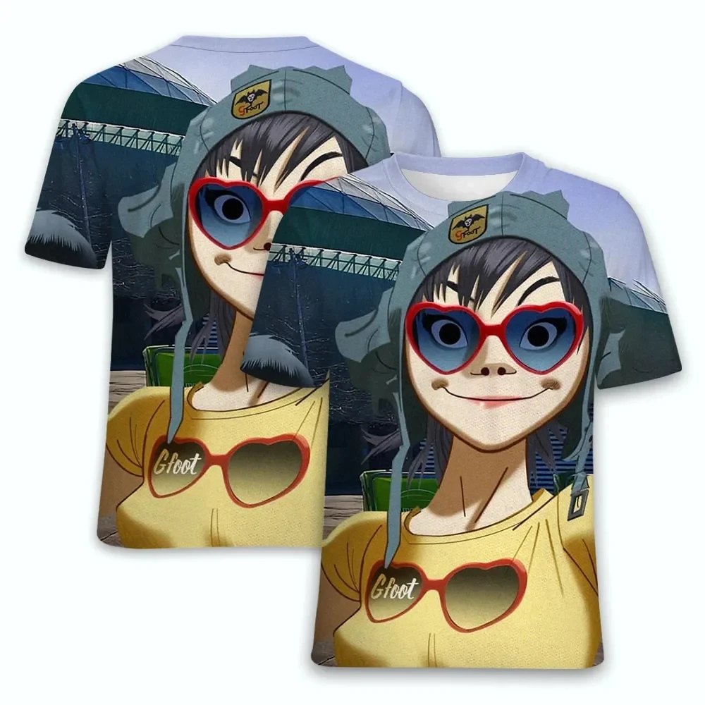 New Hot Virtual Rock Band Gorillaz Print T-shirt 3D Summer Men\'s Street Hip-hop Tee shirt Fashion Youth Popular Short Sleeve Top