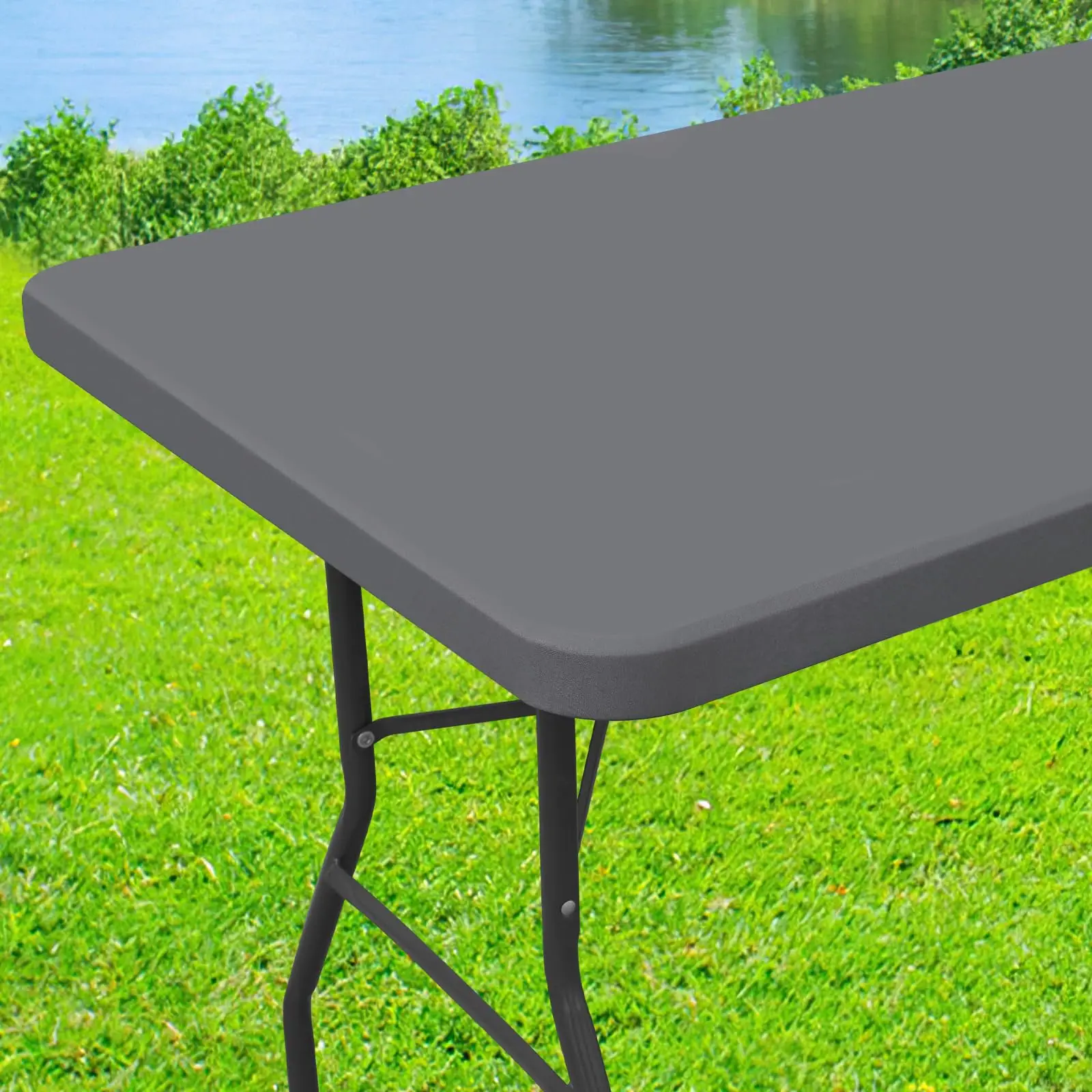 Olanly Waterproof Table Cloth Outdoor Retangle Picnic Banquet and Parties Tablecloths Stretch Washable Patio Elastic Table Cover