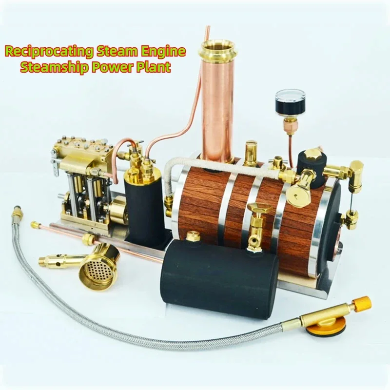 Model Steamship Power Reciprocating Inline Brass Twin Cylinder Steam Engine Model DIY Handmade Boat Powerplant