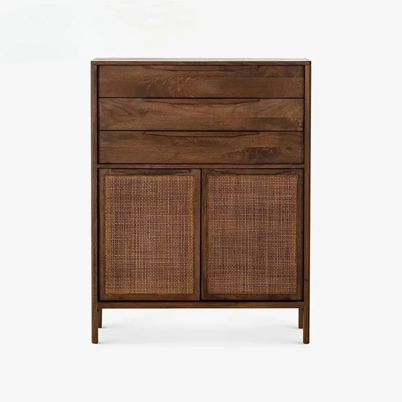 

Nordic bedroom storage brushed cabinet, simple solid wood modern design 3 drawers anti-tipping imported living room